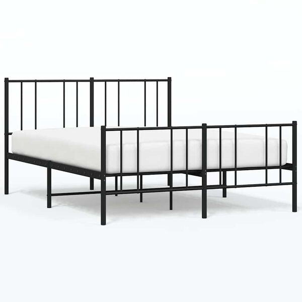 vidaXL Metal Bed Frame without Mattress with Footboard Black 135x190cm