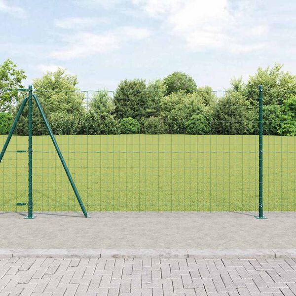 vidaXL Fence with Post Green 1.2 x 10 m Steel