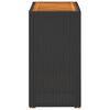 vidaXL Garden Side Table with Wooden Top Black 60x40x75 cm Poly Rattan