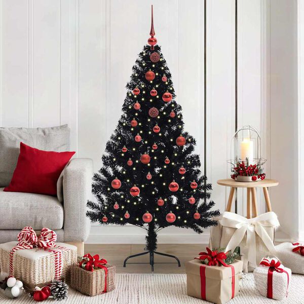 vidaXL Artificial Pre-lit Christmas Tree Black 150 cm PVC