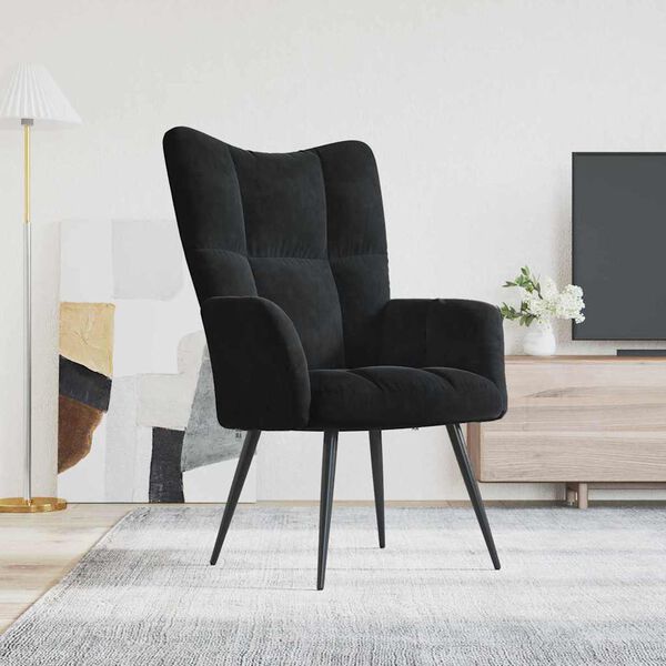 vidaXL Relaxing Chair Black 70 x 61 x 96.5 cm Velvet
