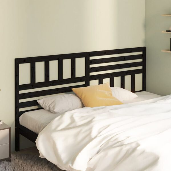 vidaXL Bed Headboard Black 206x4x100 cm Solid Wood Pine