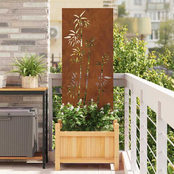 vidaXL Garden Privacy Screen Floral Rusty 50 x 140 cm Weathering Steel