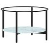 vidaXL Tea Table | Black and White Marble | Tempered Glass, Powder-Coated Iron