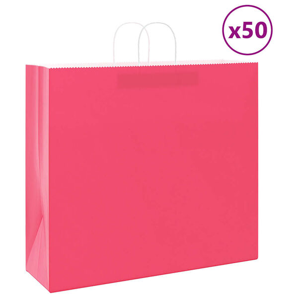 vidaXL Paper Bags 50 pcs with Handles Pink 54x15x49 cm
