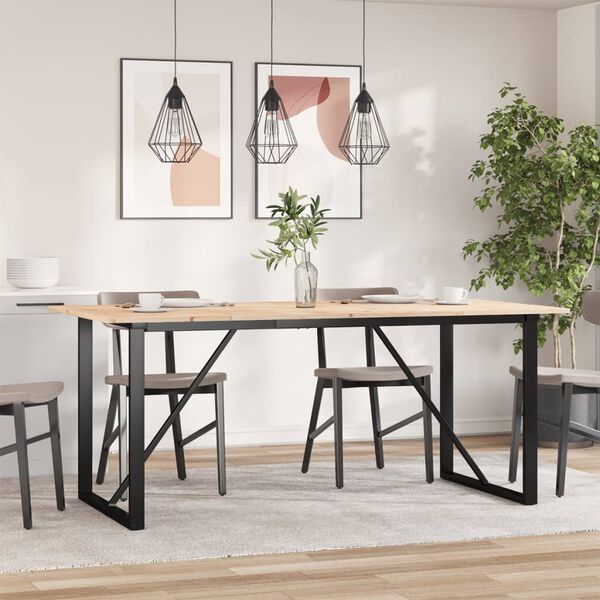 vidaXL Dining Table O-Frame 180x90x75 cm Solid Wood Pine and Steel