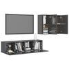 vidaXL 4 Piece TV Cabinet Set High Gloss Grey Engineered Wood