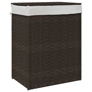 vidaXL Laundry Basket with Lid Dark Brown 46x33x60 cm Poly Rattan
