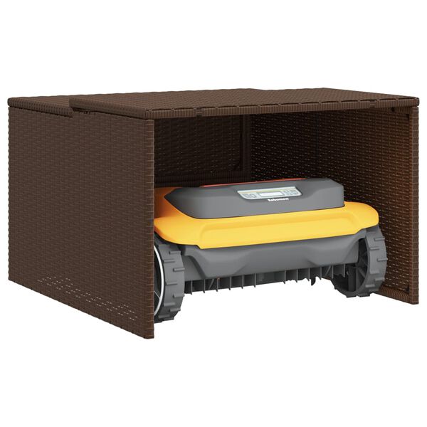vidaXL Robot Mower Garage Brown 86x90x52/57 cm Poly Rattan