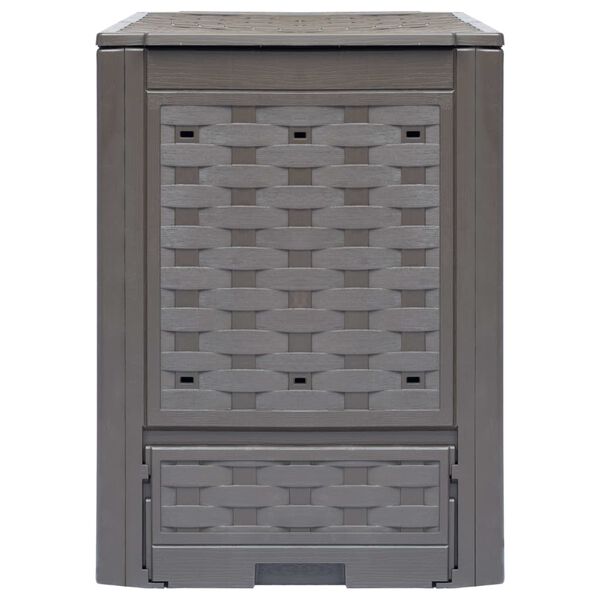 vidaXL Garden Composter Brown 60x60x83 cm 300 L Plastic Rattan