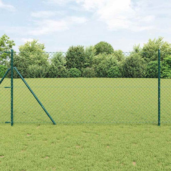 vidaXL Fence Post Green 10 x 1 m (40 x 40 mm mesh) Steel and PVC