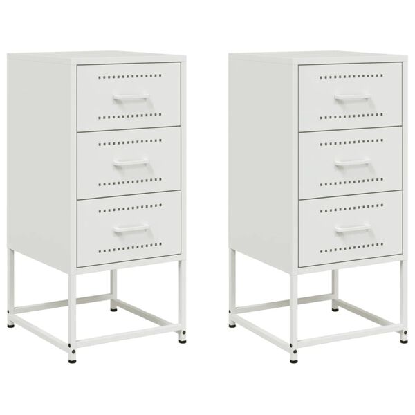 vidaXL Bedside Cabinets 2 pcs White 36x39x78 cm Steel