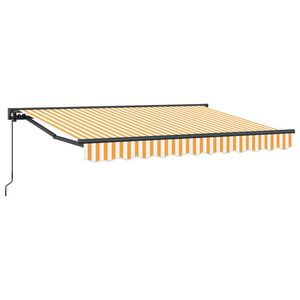 vidaXL Manual Retractable Awning Yellow and White 3.5 x 2 m