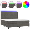 vidaXL Box Spring Bed with Mattress&LED Dark Grey 160x200 cm Velvet