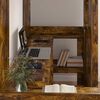 vidaXL Loft Bed Frame with Desk Smoked Oak 75 x 190 cm Engineered Wood