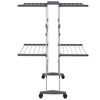 vidaXL 2-Tier Laundry Drying Rack with Wheels Silver 60x70x106 cm