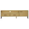 vidaXL TV Cabinet with Metal Legs Brown Solid Wood Pine OSLO