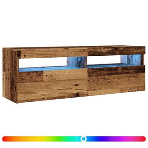 vidaXL TV Cabinet with LED Lights Old Wood 120x35x40cm Engineered Wood