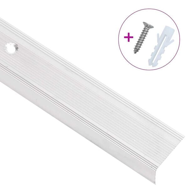 vidaXL Stair Nosings in L-shape 15 pcs Aluminium 90 cm Silver