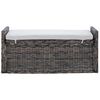 vidaXL Storage Bench with Cushion Black Wash 110 x 40 x 50 cm Rattan