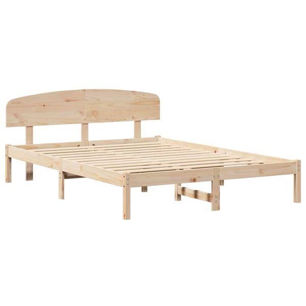 vidaXL Bed Frame with Headboard Natural 140 x 200 cm Solid Pine Wood