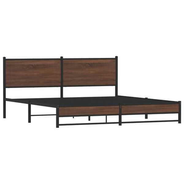 vidaXL Metal Bed Frame without Mattress Brown Oak 160x200 cm