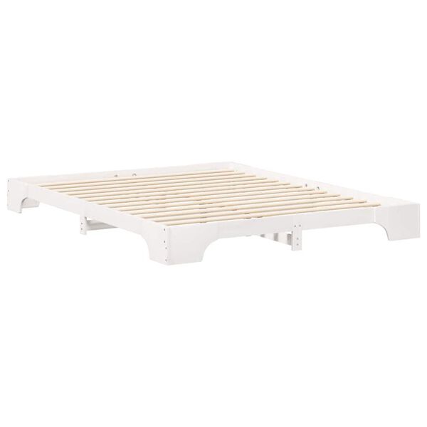 vidaXL Bed Frame White 160 x 220 cm Solid Pine Wood