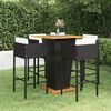 vidaXL 5 Piece Garden Bar Set with Cushions Poly Rattan Black
