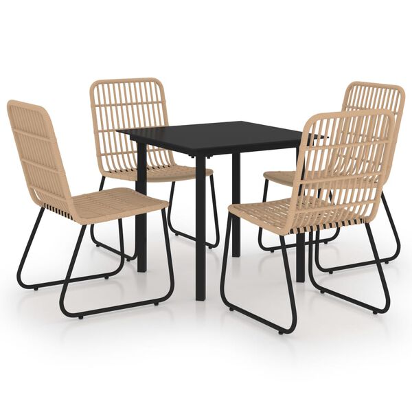 vidaXL 5 Piece Outdoor Dining Set Poly Rattan and Glass