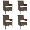 vidaXL Garden Chairs with Cushions 4 pcs Brown Poly Rattan
