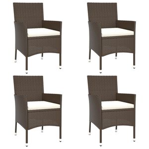 vidaXL Garden Chairs with Cushions 4 pcs Brown Poly Rattan
