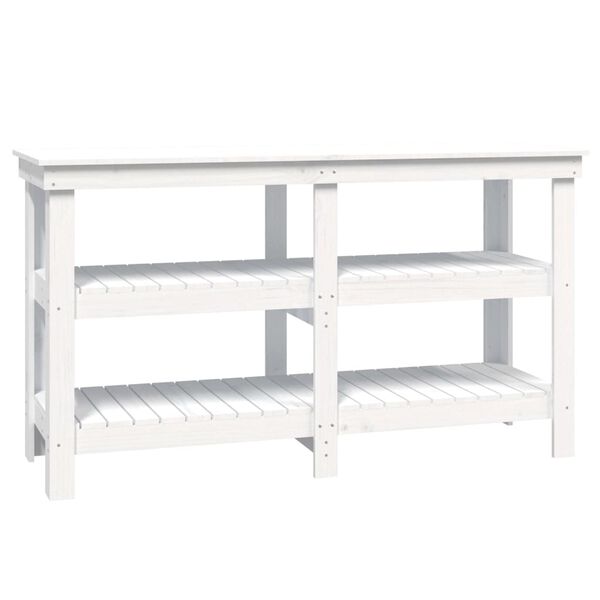 vidaXL Work Bench White 142.5x50x80 cm Solid Wood Pine