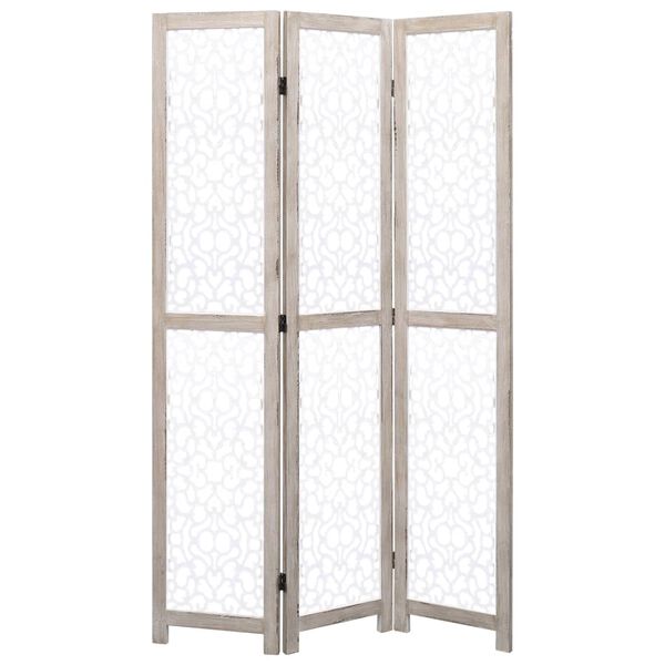 vidaXL 3-Panel Room Divider White 105x165 cm Solid Wood