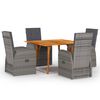 vidaXL 5 Piece Garden Dining Set with Cushions Grey Poly Rattan