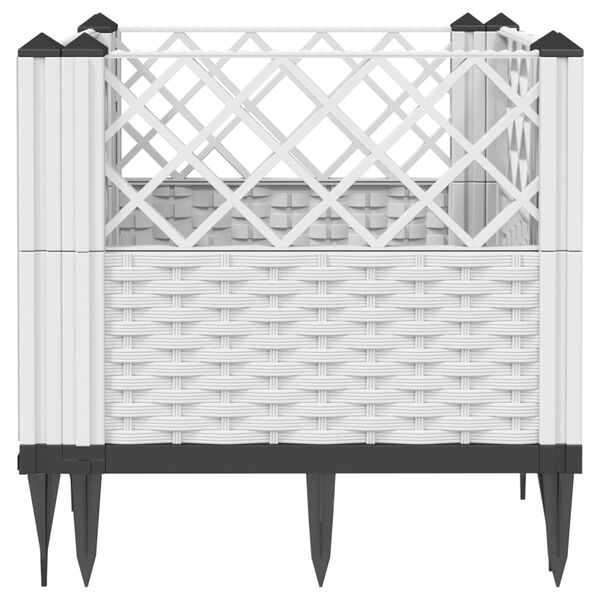 vidaXL Garden Planter with Pegs White 43.5x43.5x43.5 cm PP
