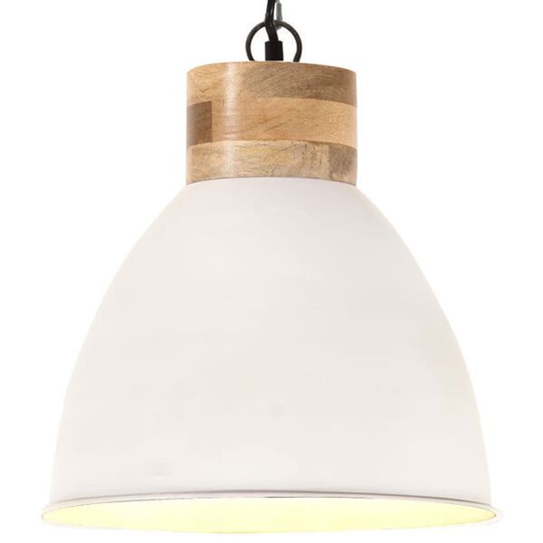 vidaXL Industrial Hanging Lamp White Iron & Solid Wood 46 cm E27