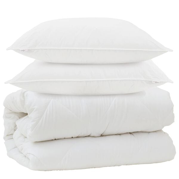 vidaXL Duvet with Pillows with Pillow 3 pcs White Microfiber