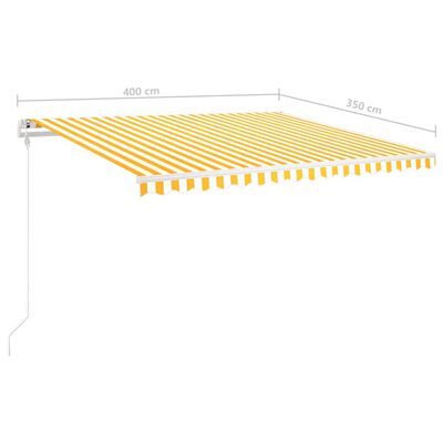 vidaXL Manual Retractable Awning with Posts 4x3.5 m Yellow and White
