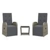 vidaXL 3 Piece Garden Dining Set with Cushions Grey Poly Rattan