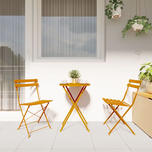 vidaXL Garden Folding Chair Folding 2 pcs Mustard 42 x 46 x 82cm Steel