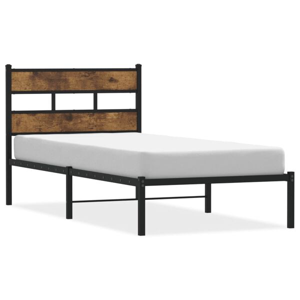 vidaXL Metal Bed Frame without Mattress Smoked Oak 90x200 cm