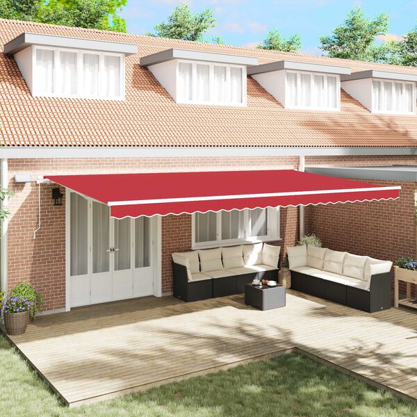 vidaXL Retractable Awning Manual Red 600 x 300 cm Fabric and Steel