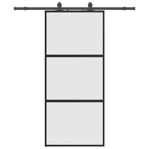 vidaXL Sliding Door with Hardware Set Black 90x205 cm Tempered Glass