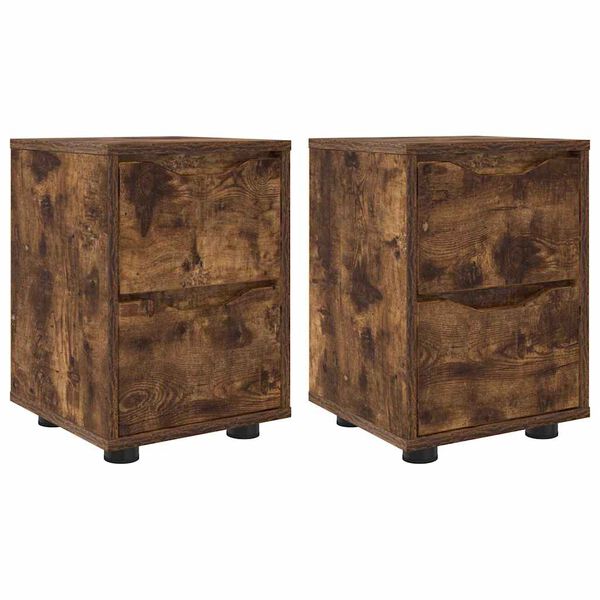 vidaXL Bedside Tables with Drawer 2 pcs Smoked Oak 30.5 x 30 x 43 cm