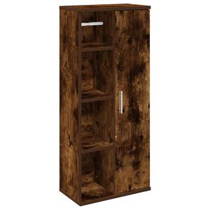 vidaXL Bathroom Cabinet with Roll Holder Smoked Oak 39x22x90 cm
