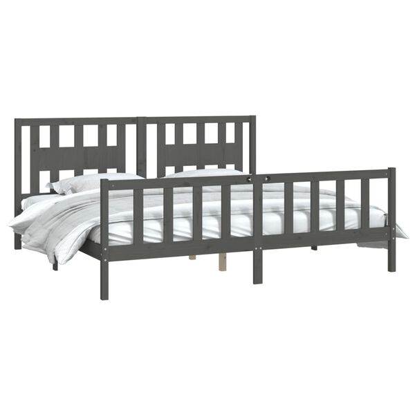 vidaXL Bed Frame without Mattress Grey Solid Wood Pine 200x200 cm