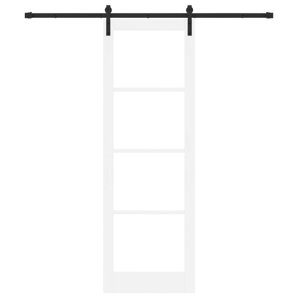 vidaXL Sliding Door ORKDAL White 78 x 232 cm Solid Pine Wood and Glass