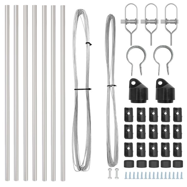 vidaXL Fence Posts Manual 7 pcs Silver Ø32mm 80 cm Galvanised steel
