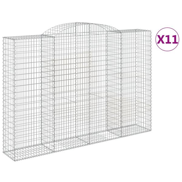 vidaXL Arched Gabion Baskets 11 pcs 300x50x200/220 cm Galvanised Iron
