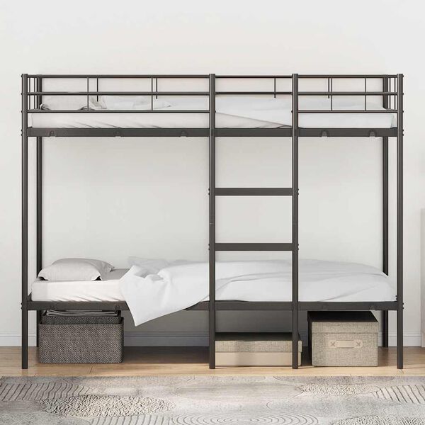 vidaXL Bunk Bed without Mattress Black 90x200 cm Steel